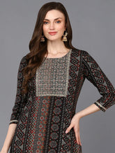 Viscose Rayon Black Bandhani Printed Kurta-VCK9272